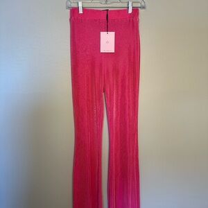 Hello Molly NWT Hot Pink Ribbed Flare Pants Size S